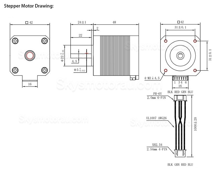 OUKEDA NEMA 17 Bipolar Stepper Motor 17HS8401 59Ncm 2A 1.8 Deg 42&times;42&times;48mm 4 Wires for 3D Printer